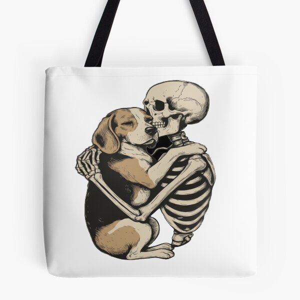 Item preview, Beagle Hugging a Skeleton, Love Beyond Grave, Beagle Dog Lover T-Shirt designed and sold by Bloodaxe.
