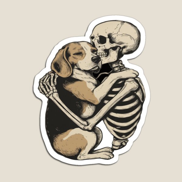 Item preview, Beagle Hugging a Skeleton, Love Beyond Grave, Beagle Dog Lover T-Shirt designed and sold by Bloodaxe.