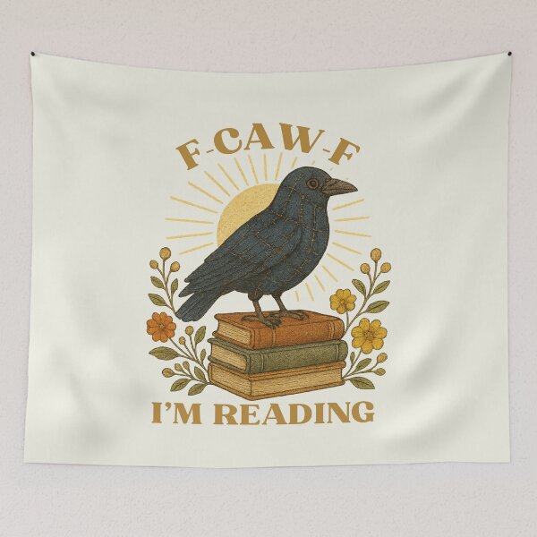 Item preview, F-CAW-F I'm Reading Crow Cottagecore Books Flowers Vintage designed and sold by SunfullyYours.