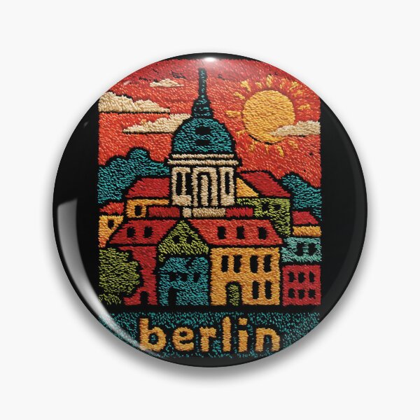 Item preview, Berlin Cathedral Sunset Poster in a Vintage Embroidered Style designed and sold by TuncGK.