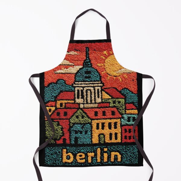 Item preview, Berlin Cathedral Sunset Poster in a Vintage Embroidered Style designed and sold by TuncGK.