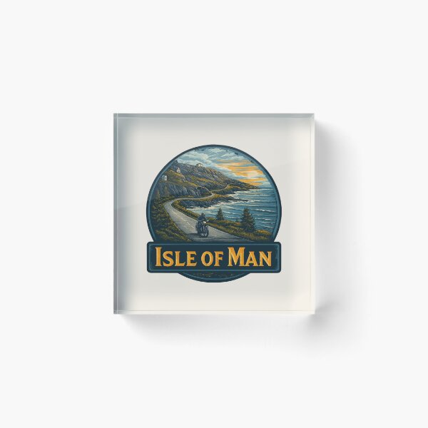 Item preview, Isle of Man Vintage Travel Sticker - Retro Coastal Road & Motorcycle Design designed and sold by Blurbean.
