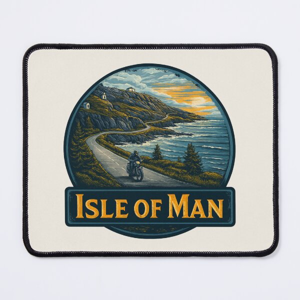 Item preview, Isle of Man Vintage Travel Sticker - Retro Coastal Road & Motorcycle Design designed and sold by Blurbean.