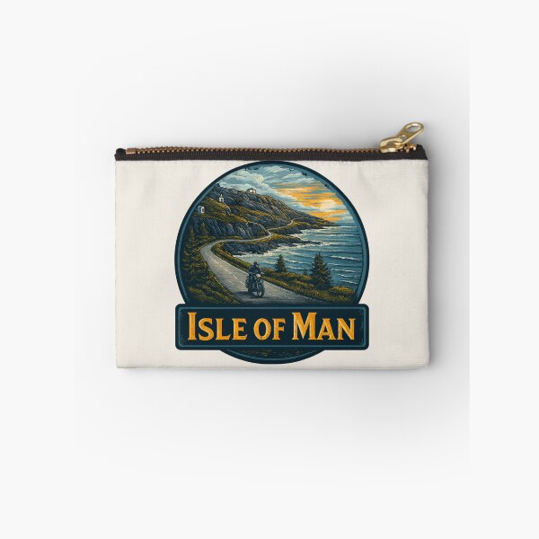 Item preview, Isle of Man Vintage Travel Sticker - Retro Coastal Road & Motorcycle Design designed and sold by Blurbean.