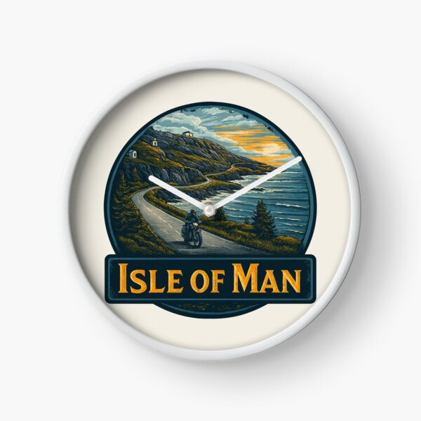 Item preview, Isle of Man Vintage Travel Sticker - Retro Coastal Road & Motorcycle Design designed and sold by Blurbean.