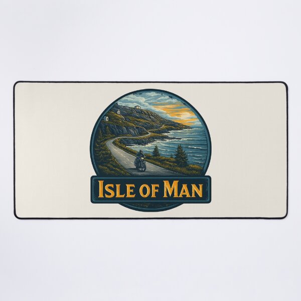 Item preview, Isle of Man Vintage Travel Sticker - Retro Coastal Road & Motorcycle Design designed and sold by Blurbean.