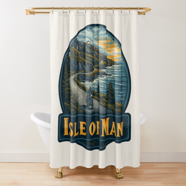 Item preview, Isle of Man Vintage Travel Sticker - Retro Coastal Road & Motorcycle Design designed and sold by Blurbean.