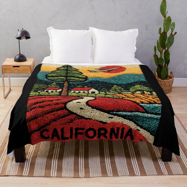 Item preview, California Hills Airplane View Poster in an Embroidered Art Style designed and sold by TuncGK.