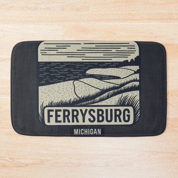 Item preview, Ferrysburg Michigan Vintage Woodcut Style Dune Art designed and sold by TheOldMittenIllustrated.
