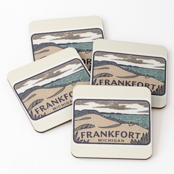 Item preview, Frankfort Michigan Vintage Woodcut Style Dune Art designed and sold by TheOldMittenIllustrated.