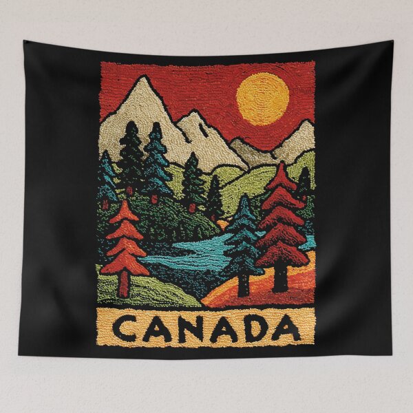 Item preview, Canada Lake Life Poster | Retro Embroidered Folk Art designed and sold by TuncGK.