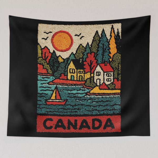 Item preview, Canadian Rockies Poster | Embroidered Wilderness Art designed and sold by TuncGK.