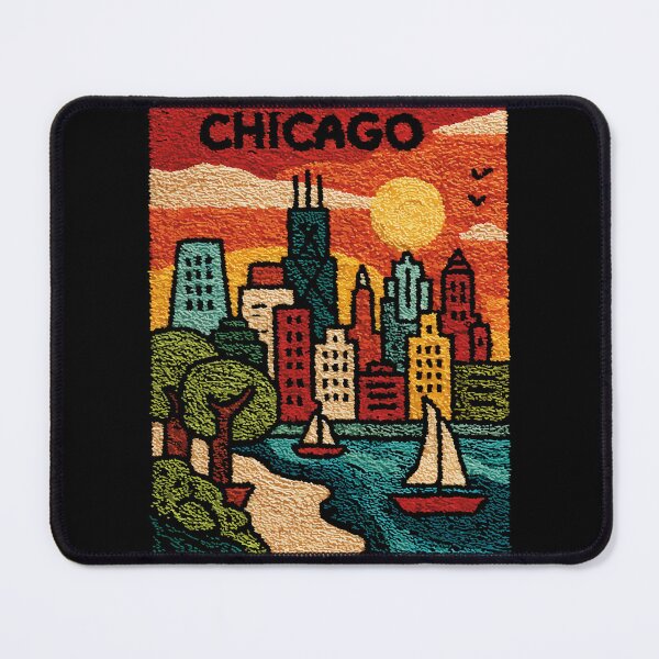 Item preview, Chicago River Architecture Poster | Woven Tapestry Art Style designed and sold by TuncGK.