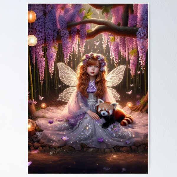 Item preview, The Wisteria Fairy and Her Red Panda Companion designed and sold by The Digital Compass.
