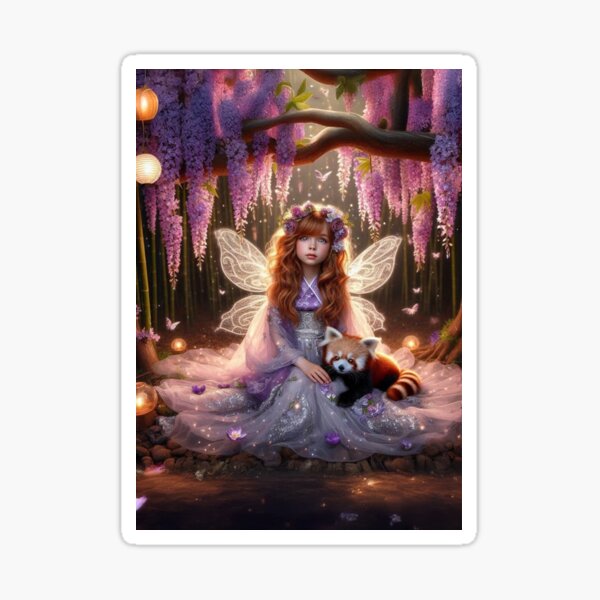 Item preview, The Wisteria Fairy and Her Red Panda Companion designed and sold by The Digital Compass.