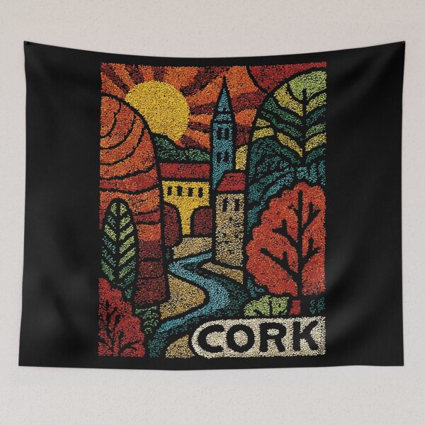 Item preview, Historic Cork Ireland Poster | Retro Tapestry Cathedral Art designed and sold by TuncGK.