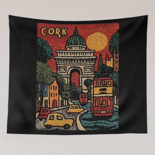 Item preview, Cork City Life Poster | Vintage Irish Embroidered Art designed and sold by TuncGK.