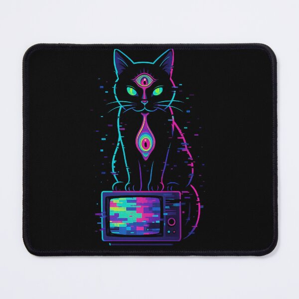 Item preview, Glitch Cat Oracle – Psychedelic Neon Art designed and sold by Tatko Designs.
