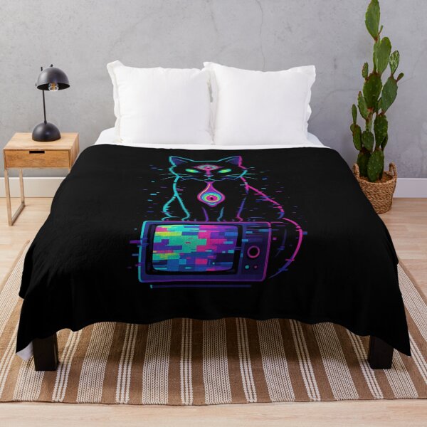 Item preview, Glitch Cat Oracle – Psychedelic Neon Art designed and sold by Tatko Designs.