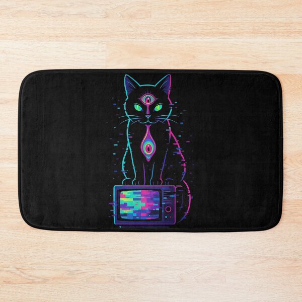 Item preview, Glitch Cat Oracle – Psychedelic Neon Art designed and sold by Tatko Designs.