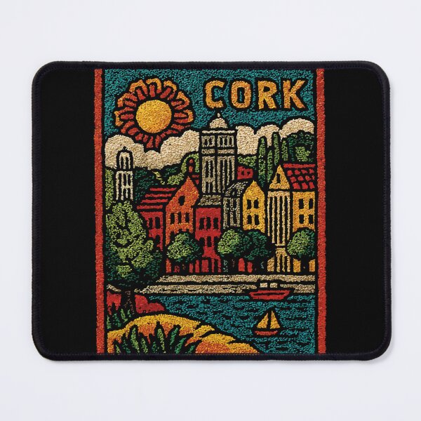 Item preview, Colorful Cork Harbour Poster | Irish Town Folk Art designed and sold by TuncGK.
