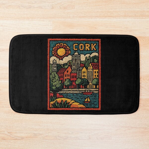 Item preview, Colorful Cork Harbour Poster | Irish Town Folk Art designed and sold by TuncGK.