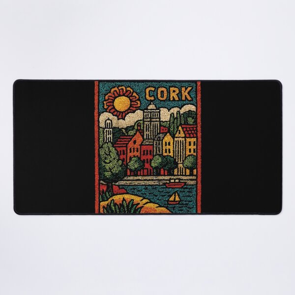 Item preview, Colorful Cork Harbour Poster | Irish Town Folk Art designed and sold by TuncGK.