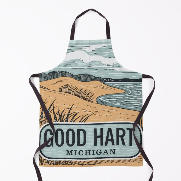 Item preview, Good Hart Michigan Vintage Woodcut Style Dune Art designed and sold by TheOldMittenIllustrated.