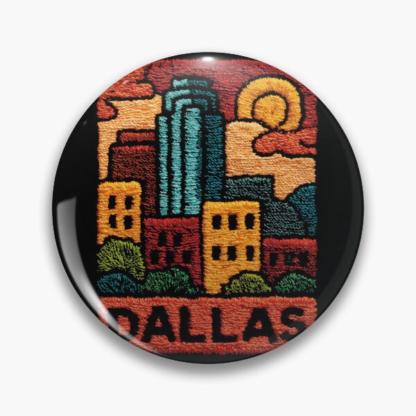 Item preview, Dallas Texas Skyline | Retro Embroidered Folk Art Poster designed and sold by TuncGK.