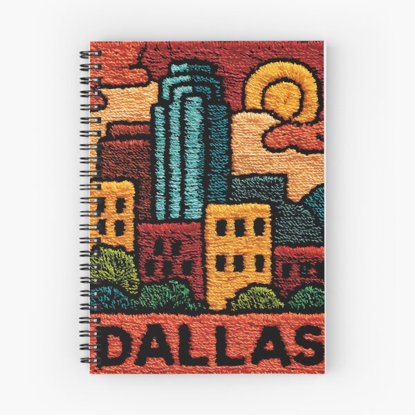 Item preview, Dallas Texas Skyline | Retro Embroidered Folk Art Poster designed and sold by TuncGK.