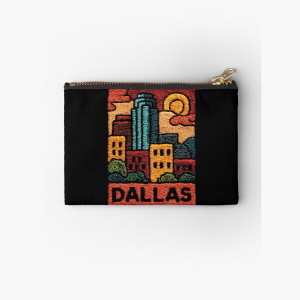 Item preview, Dallas Texas Skyline | Retro Embroidered Folk Art Poster designed and sold by TuncGK.