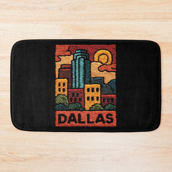 Item preview, Dallas Texas Skyline | Retro Embroidered Folk Art Poster designed and sold by TuncGK.