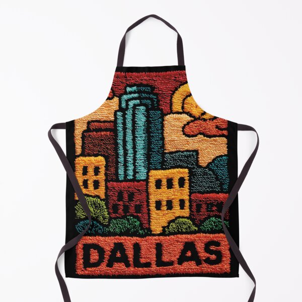 Item preview, Dallas Texas Skyline | Retro Embroidered Folk Art Poster designed and sold by TuncGK.