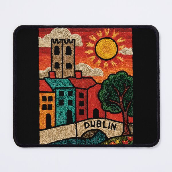 Item preview, Dublin Ireland Poster | Vintage Embroidered Old Town Art designed and sold by TuncGK.