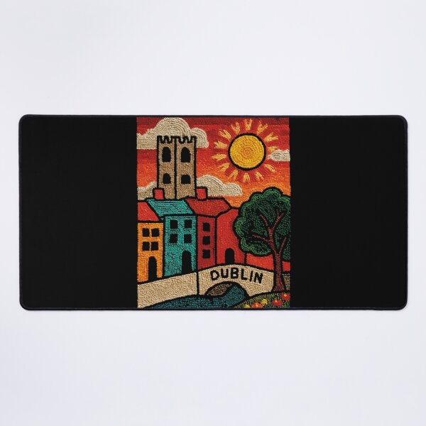 Item preview, Dublin Ireland Poster | Vintage Embroidered Old Town Art designed and sold by TuncGK.