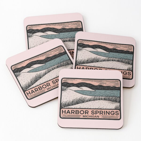 Item preview, Harbor Springs Michigan Vintage Woodcut Style Dune Art designed and sold by TheOldMittenIllustrated.