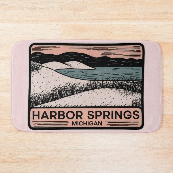 Item preview, Harbor Springs Michigan Vintage Woodcut Style Dune Art designed and sold by TheOldMittenIllustrated.