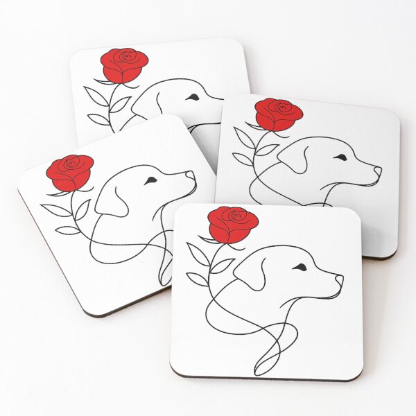 Item preview, Minimalist Line Art Dog with Rose - Cute Floral Puppy Illustration for Dog Lovers designed and sold by Pet Lovers Market.