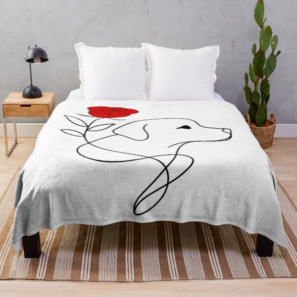 Item preview, Minimalist Line Art Dog with Rose - Cute Floral Puppy Illustration for Dog Lovers designed and sold by Pet Lovers Market.
