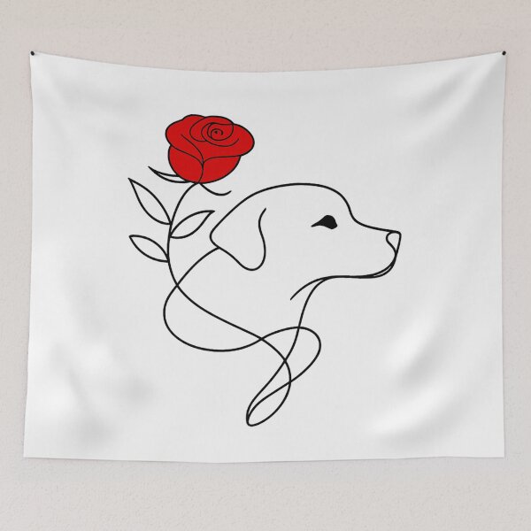 Item preview, Minimalist Line Art Dog with Rose - Cute Floral Puppy Illustration for Dog Lovers designed and sold by Pet Lovers Market.