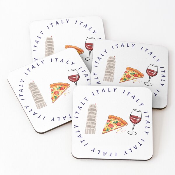 Item preview, Italy Aesthetic Design – Pizza, Wine & Leaning Tower of Pisa Travel Art designed and sold by MiraDesignCo.