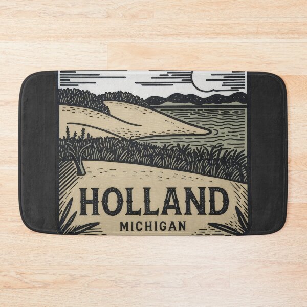 Item preview, Holland Michigan Vintage Woodcut Style Dune Art designed and sold by TheOldMittenIllustrated.