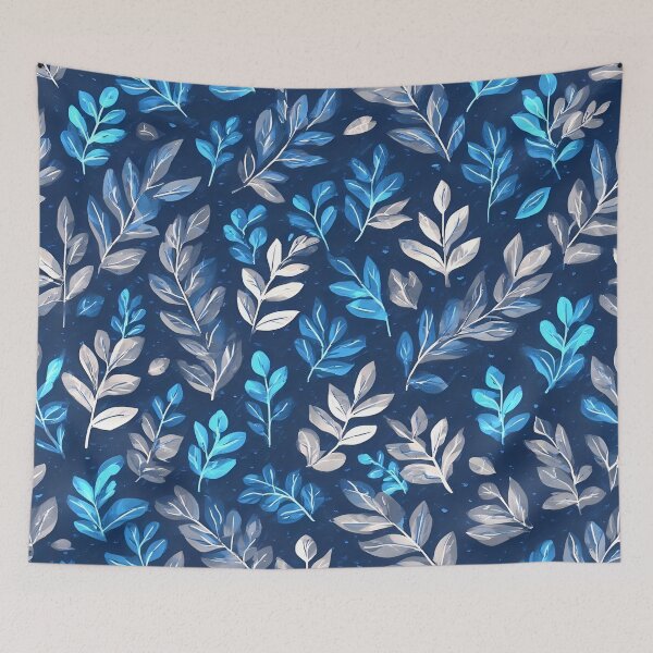 Item preview, Navy Blue Laurel Leaf Print Botanical Foliage designed and sold by LeafPrints.