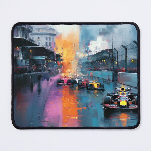 Item preview, Abstract depiction of Formula 1 cars racing with vibrant colours Art Inspired By Nature And The Active Outdoors designed and sold by CDC40.