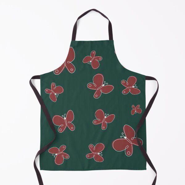 Item preview, Boho Pattern of Red Butterflies on a Dark Green Background. designed and sold by AcuarelasCA.