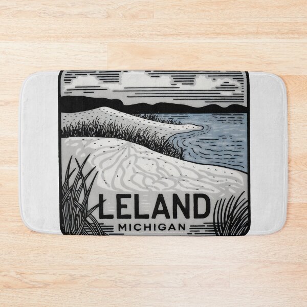 Item preview, Leland Michigan Vintage Woodcut Style Dune Art designed and sold by TheOldMittenIllustrated.