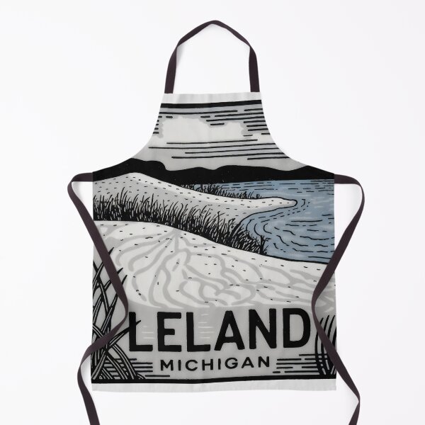 Item preview, Leland Michigan Vintage Woodcut Style Dune Art designed and sold by TheOldMittenIllustrated.
