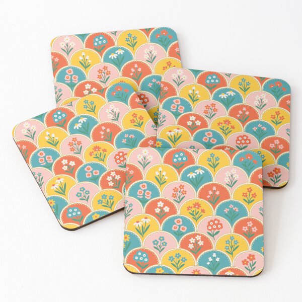 Item preview, Vintage Floral Scallop Pattern – Retro Folk Art Flowers designed and sold by HotFluff.