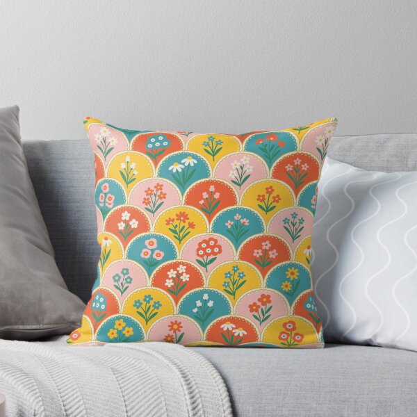 Item preview, Vintage Floral Scallop Pattern – Retro Folk Art Flowers designed and sold by HotFluff.
