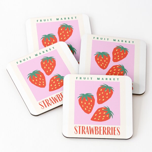 Item preview, strawberry illustration fruit market vintage red pink design designed and sold by cheekylorns.